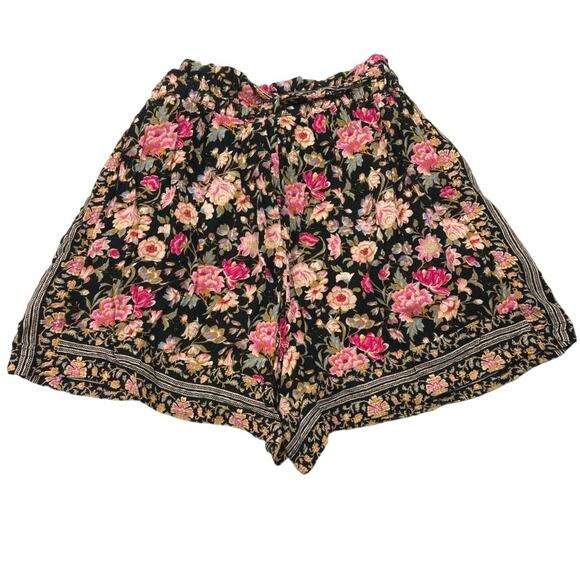 American Eagle Outfitters Multicolor Floral Print Tie Waist Paperbag Shorts Sz S - Picture 2 of 5